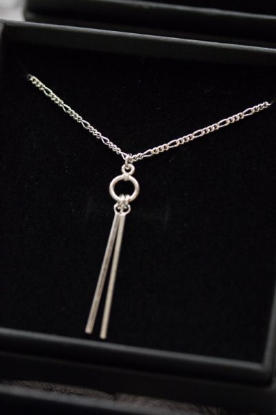 long bars silver necklace
